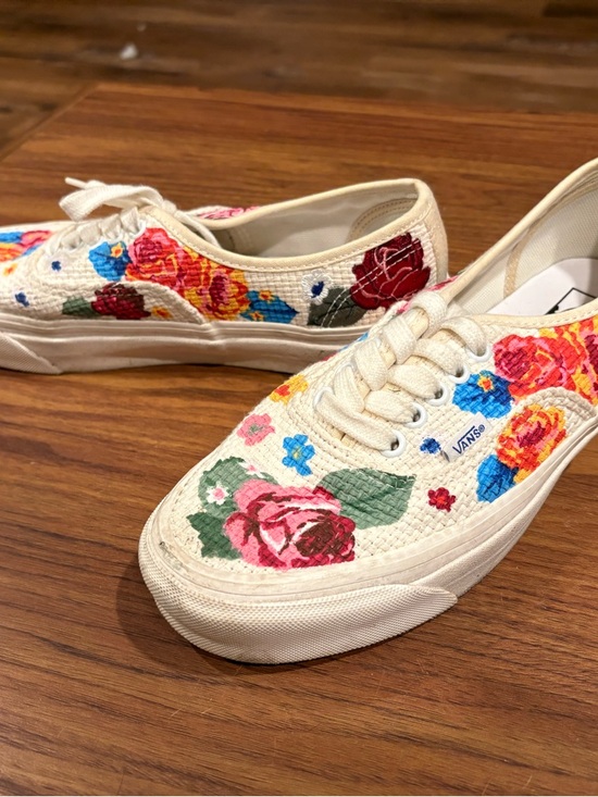 Vans Shoes - Vans Women's Cream Canvas Sneakers with Multicolor Floral Embroidery